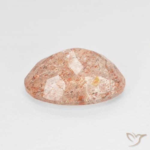 9,17 ctw natürlicher Pfirsich-orange Sonnenstein, Oval, Transparent