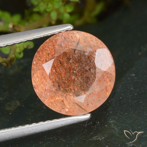 3.39ct Natürlicher Ingwer-Orange Sonnenstein, Runden, Transparent