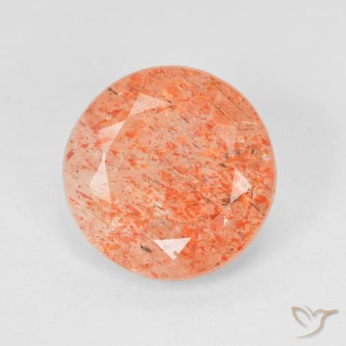 3.19ct Natürlicher Ingwer-Orange Sonnenstein, Runden, Lichtdurchlässig