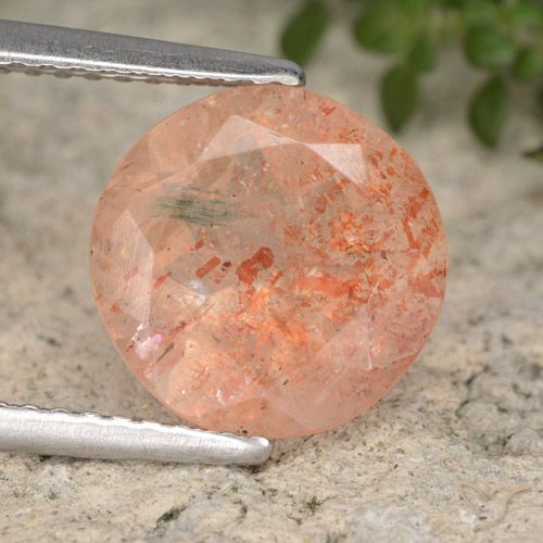 3.21ct Natürlicher Ingwer-Orange Sonnenstein, Runden, Lichtdurchlässig