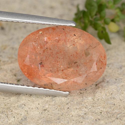 5.97ct Natürlicher rötlich-orange Sonnenstein, Oval, Lichtdurchlässig