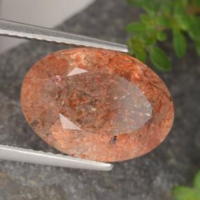 5,87 ctw natürlicher orangefarbener Sonnenstein, Oval Schliff, Lichtdurchlässig
