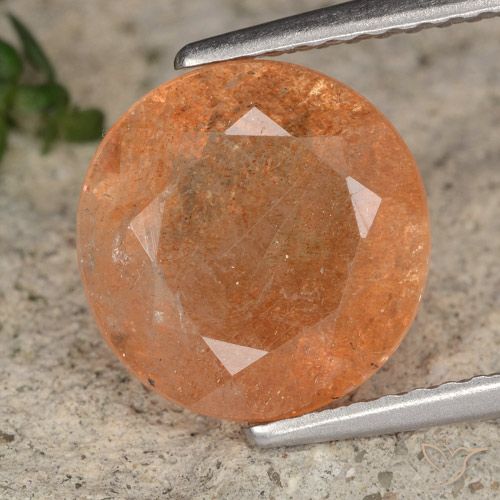 3.51ct Natürlicher Yam Orange Sonnenstein, Runden, Lichtdurchlässig