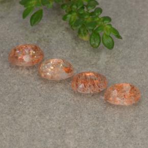 2,18 ct natürliche orangefarbener Sonnenstein-Edelsteine, Oval Schliff, Lichtdurchlässig
