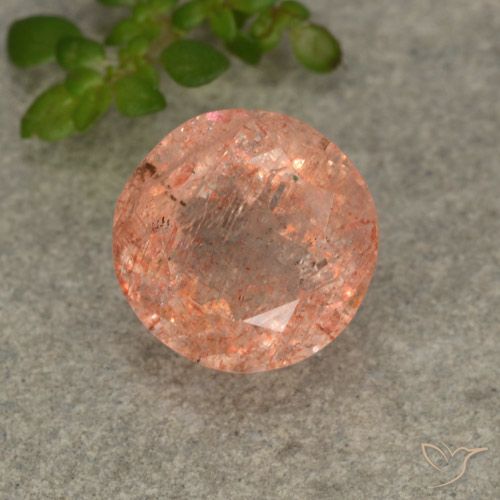 2.96ct Natürlicher hellorange Sonnenstein, Runden, Lichtdurchlässig