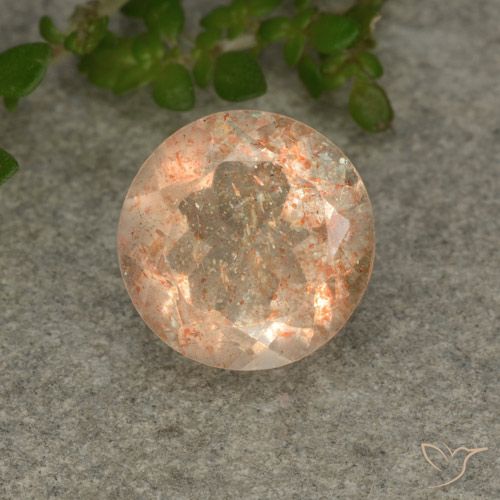 2.32ct Natürlicher hellorange Sonnenstein, Runden, Lichtdurchlässig