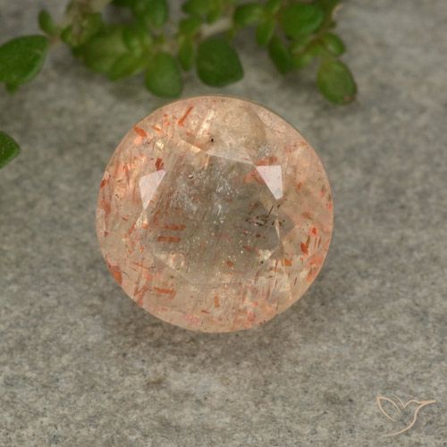 3.39ct Natürlicher Helle Tigerorange Sonnenstein, Runden, Lichtdurchlässig