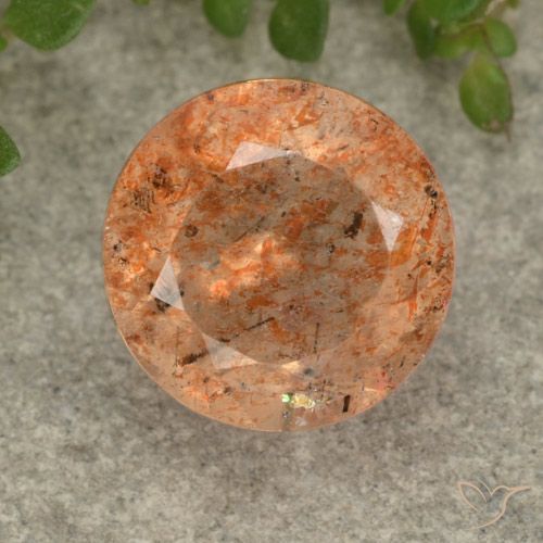 3.17ct Natürlicher Warmes Orange Sonnenstein, Runden, Lichtdurchlässig