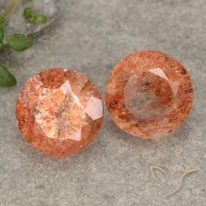 4.94 ct natürliche rötlich-orange Sonnenstein-Edelsteine, Runden, Lichtdurchlässig