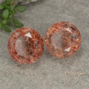 6.16 ct natürliche Grapefruit-Orange Sonnenstein-Edelsteine, Runden, Lichtdurchlässig