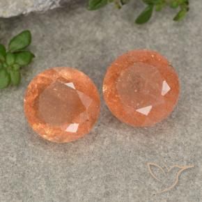 5.52 ct natürliche Grapefruit-Orange Sonnenstein-Edelsteine, Runden, Lichtdurchlässig