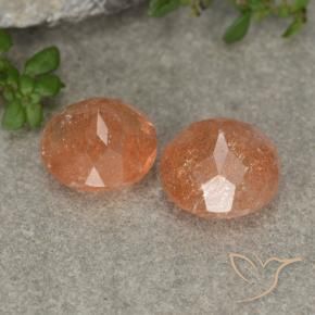 5.52 ct natürliche Grapefruit-Orange Sonnenstein-Edelsteine, Runden, Lichtdurchlässig