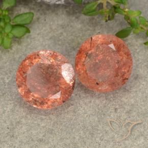 4.92 ct natürliche Grapefruit-Orange Sonnenstein-Edelsteine, Runden, Lichtdurchlässig