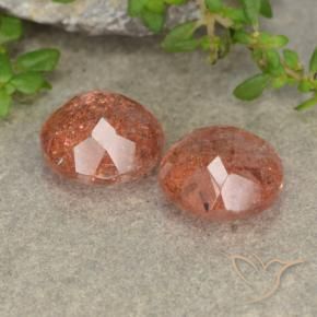4.92 ct natürliche Grapefruit-Orange Sonnenstein-Edelsteine, Runden, Lichtdurchlässig
