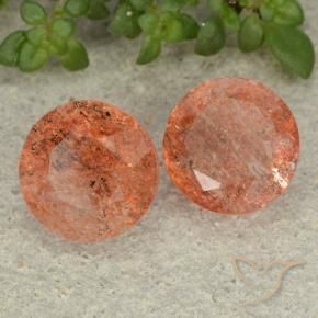 4.71 ct natürliche rötlich-orange Sonnenstein-Edelsteine, Runden, Lichtdurchlässig