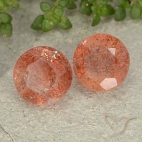 4.55 ct natürliche rötlich-orange Sonnenstein-Edelsteine, Runden, Lichtdurchlässig
