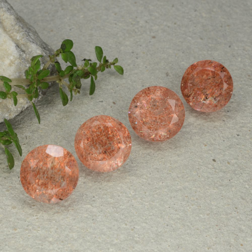 10.77 ct natürliche rötlich-orange Sonnenstein-Edelsteine, Rund Schliff, Lichtdurchlässig