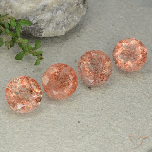 10.18ctw Natürlicher Pfirsich-orange Sonnenstein, Runden, Lichtdurchlässig