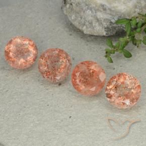 10.18 ct natürliche Pfirsich-orange Sonnenstein-Edelsteine, Runden, Lichtdurchlässig