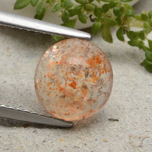 1.79ct Natürlicher Helle Tigerorange Sonnenstein, Runden, Lichtdurchlässig