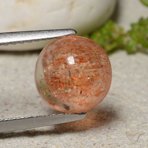 2.12ct Natürlicher Grapefruit-Orange Sonnenstein, Runden, Lichtdurchlässig