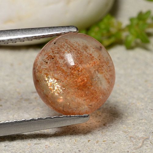 2.19ct Natürlicher Warmes Orange Sonnenstein, Runden, Lichtdurchlässig