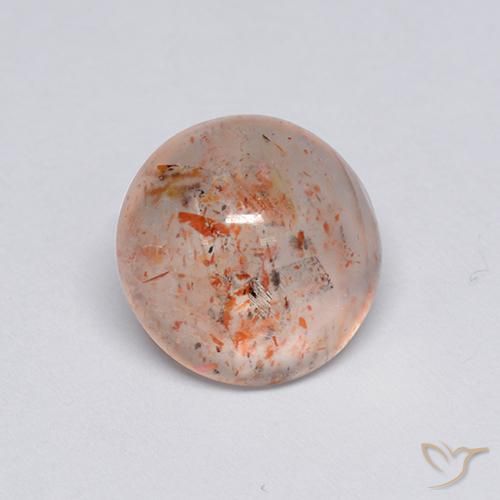 2.13ct Natürlicher Pfirsich-orange Sonnenstein, Runden, Transparent
