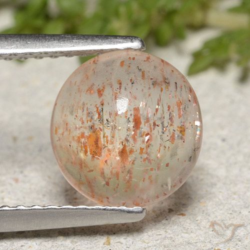 1.99ct Natürlicher orange-weiß Sonnenstein, Runden, Lichtdurchlässig