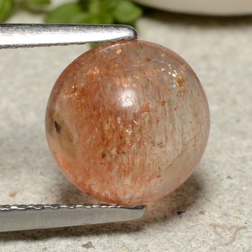 2.29ct Natürlicher rötlich-orange Sonnenstein, Runden, Lichtdurchlässig