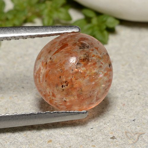 2.04ct Natürlicher rötlich-orange Sonnenstein, Runden, Lichtdurchlässig