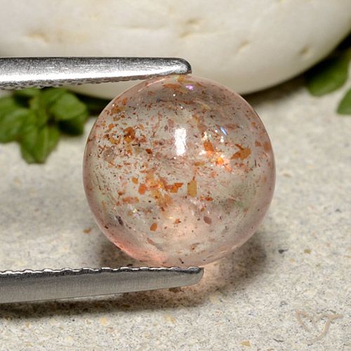 2.30ct Natürlicher hellorange Sonnenstein, Runden, Lichtdurchlässig