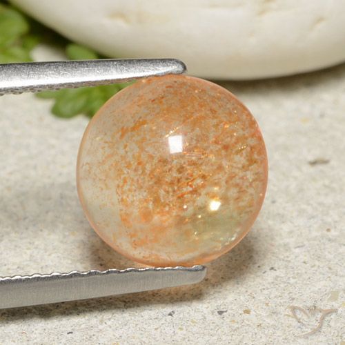 1.85ct Natürlicher Cantaloupe-Orange Sonnenstein, Runden, Lichtdurchlässig