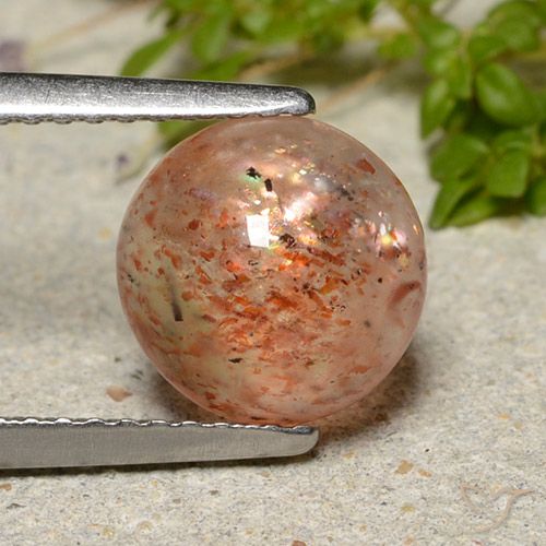 2.24ct Natürlicher Grapefruit-Orange Sonnenstein, Runden, Lichtdurchlässig