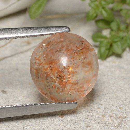1.91ct Natürlicher Helle Tigerorange Sonnenstein, Runden, Lichtdurchlässig