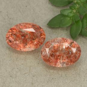 1.73 ct natürliche rötlich-orange Sonnenstein-Edelsteine, Oval Schliff, Lichtdurchlässig