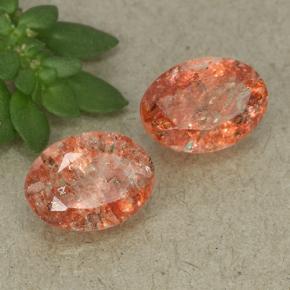 1.73 ct natürliche rötlich-orange Sonnenstein-Edelsteine, Oval Schliff, Lichtdurchlässig