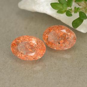 1.72 ct natürliche rötlich-orange Sonnenstein-Edelsteine, Oval Schliff, Lichtdurchlässig
