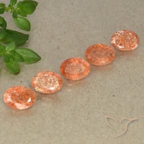 3.92 ct natürliche rötlich-orange Sonnenstein-Edelsteine, Oval, Lichtdurchlässig