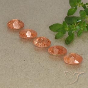 3.92 ct natürliche rötlich-orange Sonnenstein-Edelsteine, Oval, Lichtdurchlässig