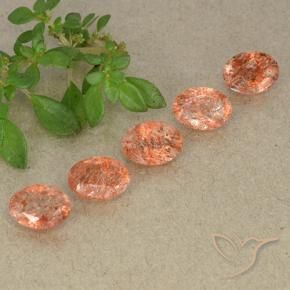 3.59 ct natürliche rötlich-orange Sonnenstein-Edelsteine, Oval, Lichtdurchlässig