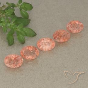 4.49 ct natürliche Pfirsich-orange Sonnenstein-Edelsteine, Oval, Lichtdurchlässig