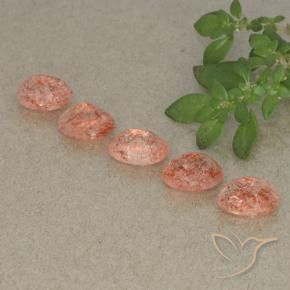 4.49 ct natürliche Pfirsich-orange Sonnenstein-Edelsteine, Oval, Lichtdurchlässig