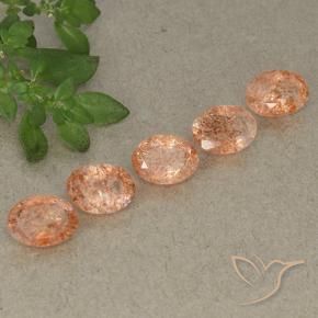 3.40 ct natürliche rötlich-orange Sonnenstein-Edelsteine, Oval, Lichtdurchlässig
