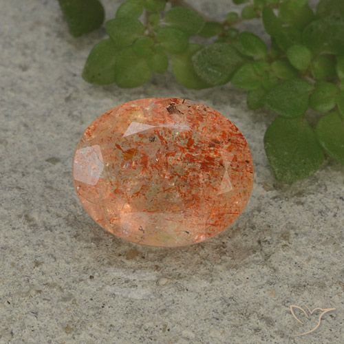 4.28ct Natürlicher rötlich-orange Sonnenstein, Oval, Lichtdurchlässig