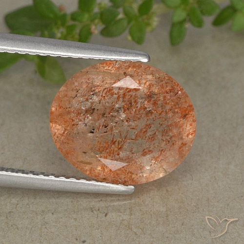 3.90ct Natürlicher rötlich-orange Sonnenstein, Oval, Lichtdurchlässig
