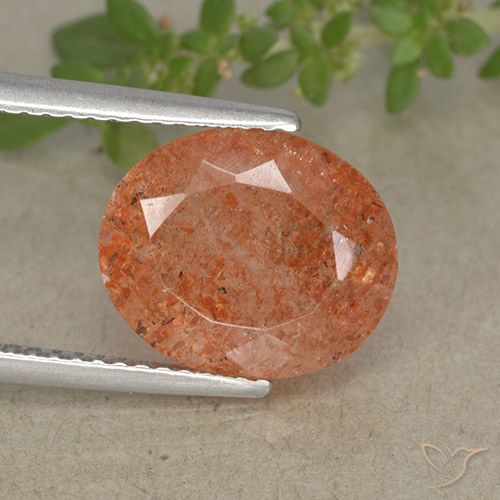 3,83 ctw natürlicher orangefarbener Sonnenstein, Oval Schliff, Lichtdurchlässig