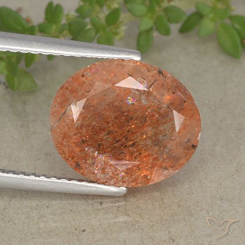 4.32ct Natürlicher Mittelorange Sonnenstein, Oval, Lichtdurchlässig