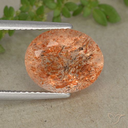 4.37ct Natürlicher rötlich-orange Sonnenstein, Oval, Lichtdurchlässig
