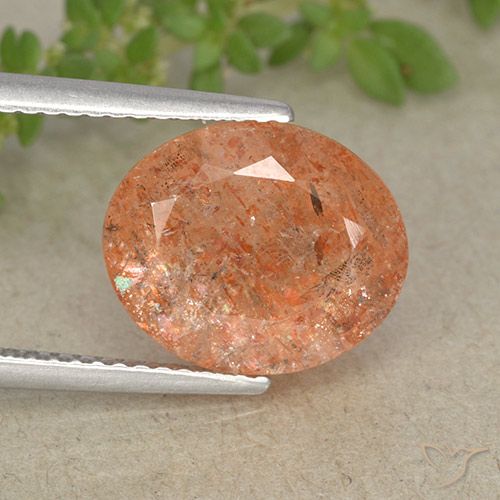 4.29ct Natürlicher Grapefruit-Orange Sonnenstein, Oval, Lichtdurchlässig