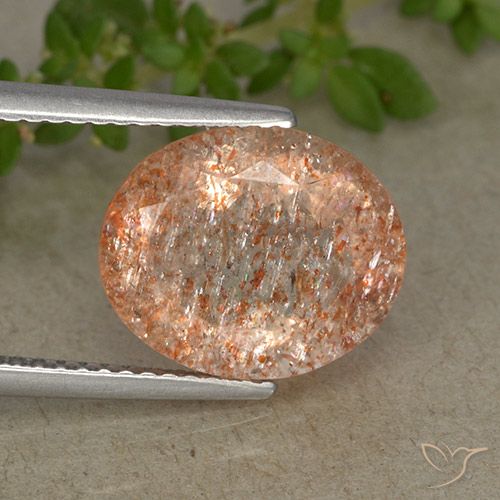 4,37 ctw natürlicher orangefarbener Sonnenstein, Oval Schliff, Lichtdurchlässig